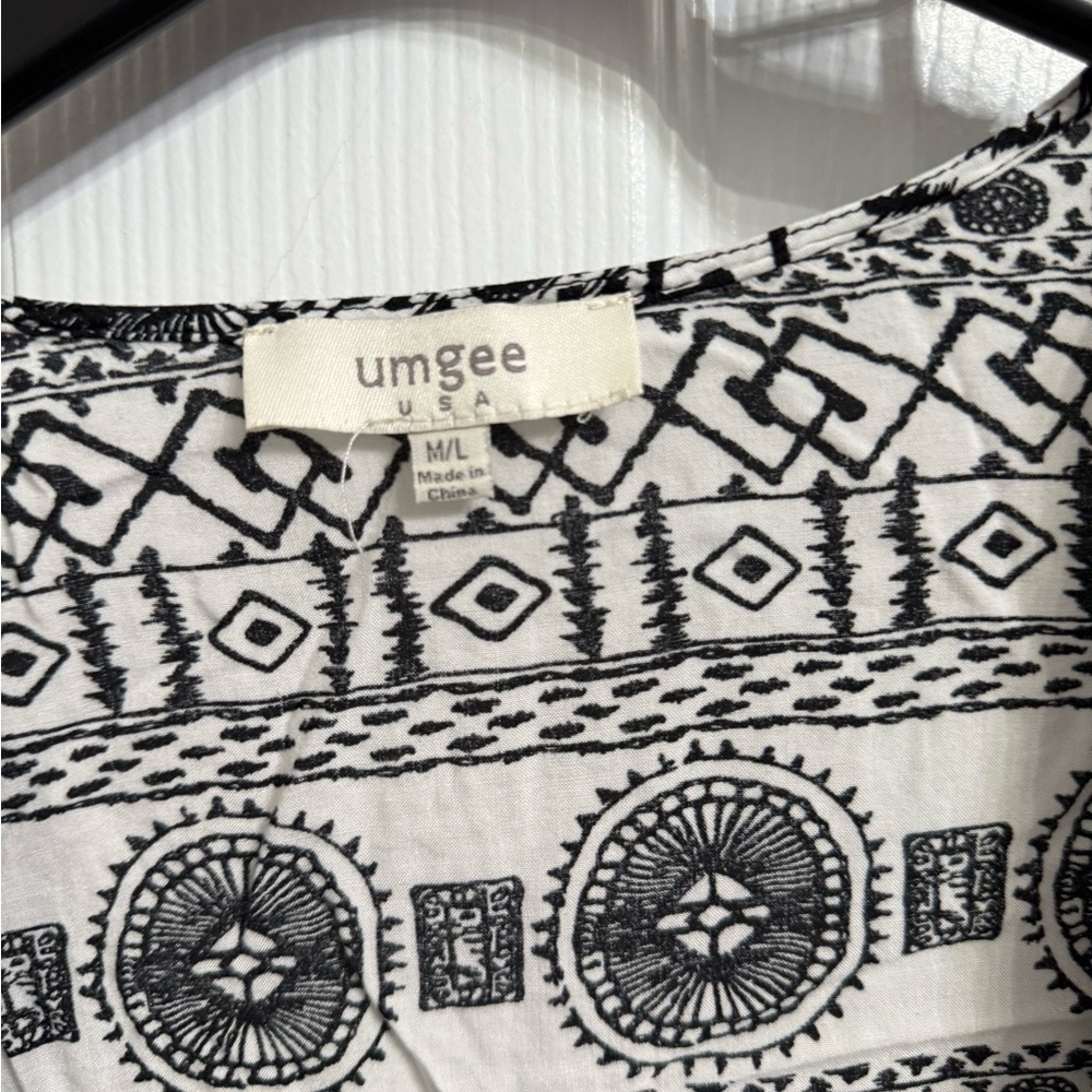 Umgee Tribal Aztec Southwestern Black White Cocoon Open Front Cardigan M/L - Picture 4 of 6